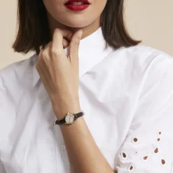 CODHOR Montre Simone Argenté cadran doré fond champagne bracelet synthétique noir