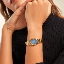 CODHOR Montre Suzanne Bleu cadran doré fond bleu bracelet acier doré Best