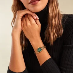 CODHOR Montre Suzanne Vert cadran doré fond vert bracelet alliage doré Hot