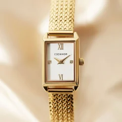 CODHOR Montre Suzy Blanc cadran doré fond blanc bracelet acier doré Best