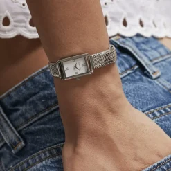 CODHOR Montre Suzy Blanc cadran argenté fond blanc bracelet acier argenté Clearance