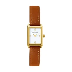 CODHOR Montre Suzy Blanc cadran doré fond blanc bracelet synthétique marron Online
