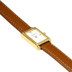 CODHOR Montre Suzy Blanc cadran doré fond blanc bracelet synthétique marron Online