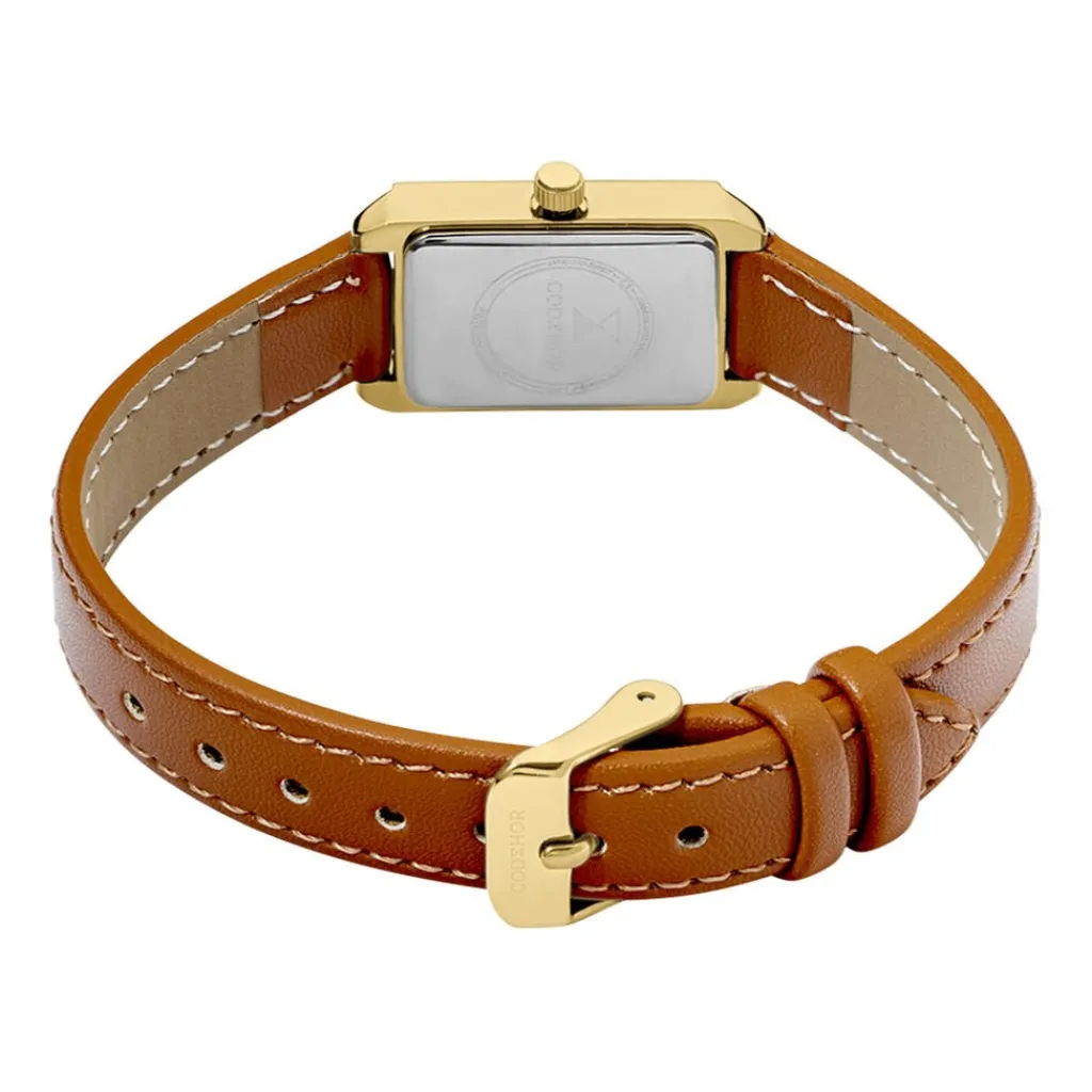 CODHOR Montre Suzy Blanc cadran doré fond blanc bracelet synthétique marron Online