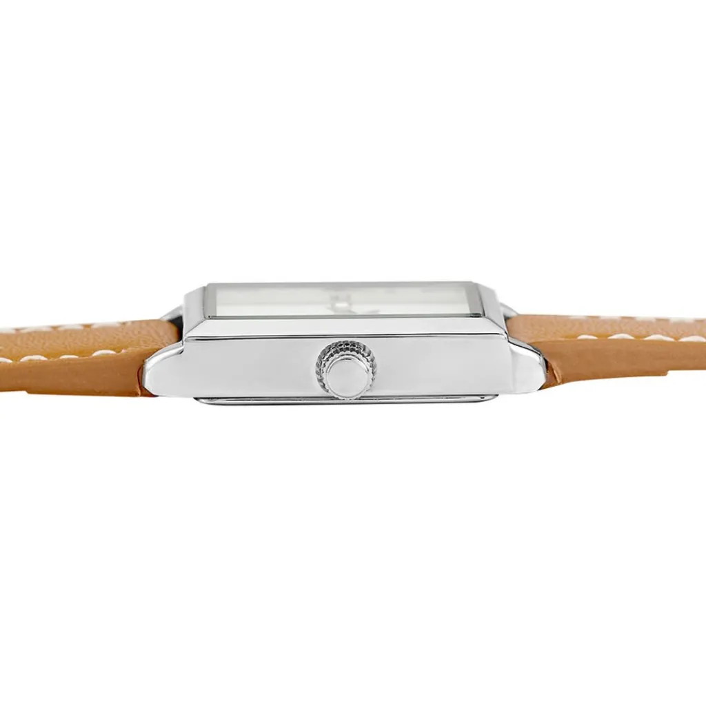 CODHOR Montre Suzy Blanc cadran argenté fond blanc bracelet synthétique marron Outlet