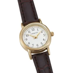 CODHOR Montre Veronique Blanc cadran doré fond blanc bracelet synthétique marron Sale