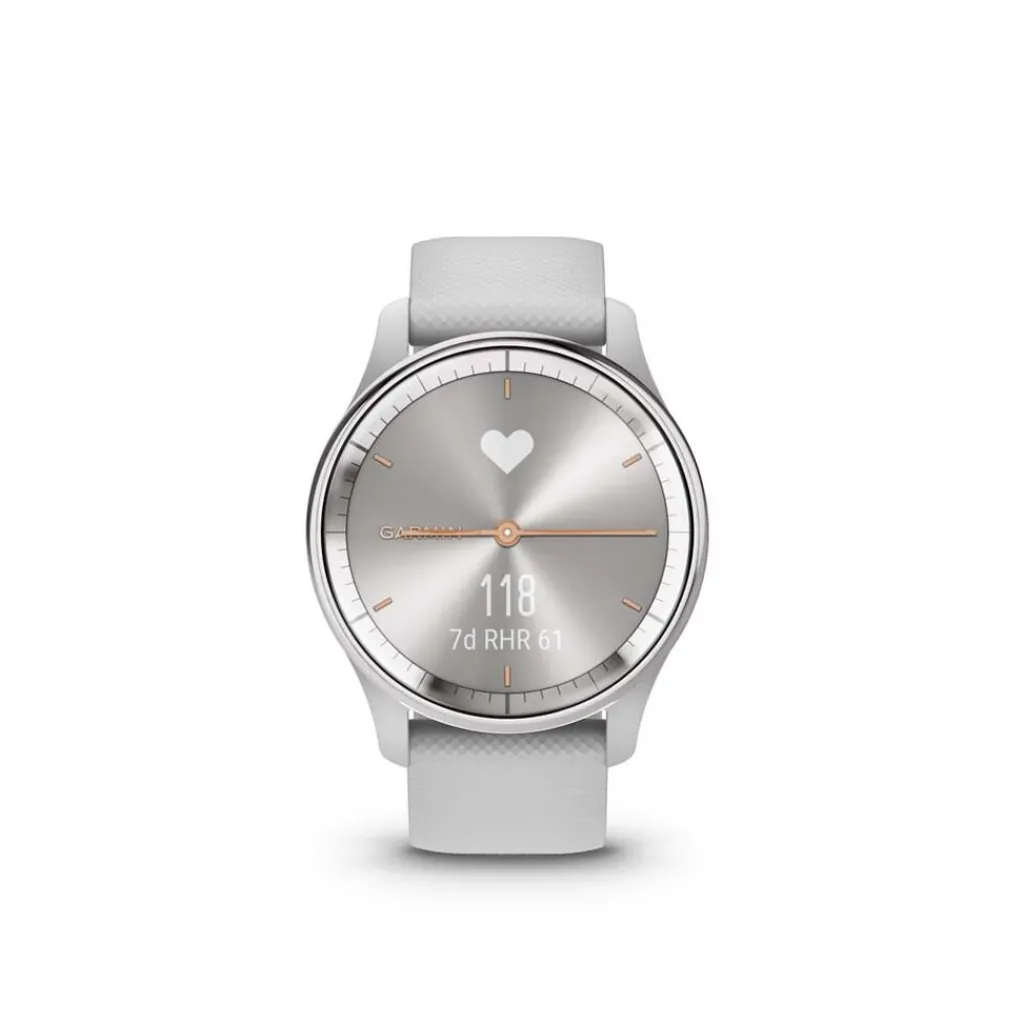 GARMIN Montre Connectée Vivomove Trend cadran argenté fond personnalisable bracelet silicone gris Hot