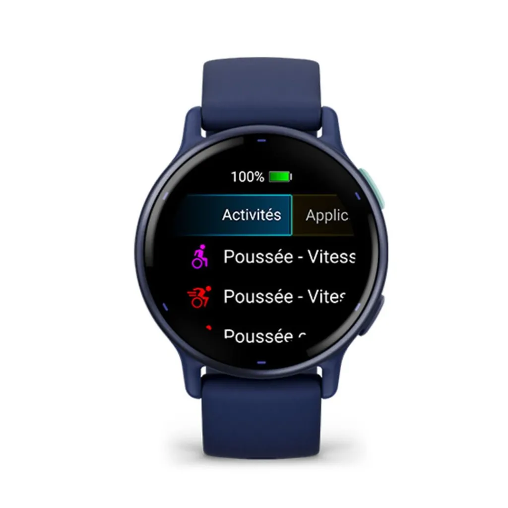 GARMIN Montre Connectée vivoactive 5 cadran bleu fond personnalisable bracelet silicone bleu Outlet
