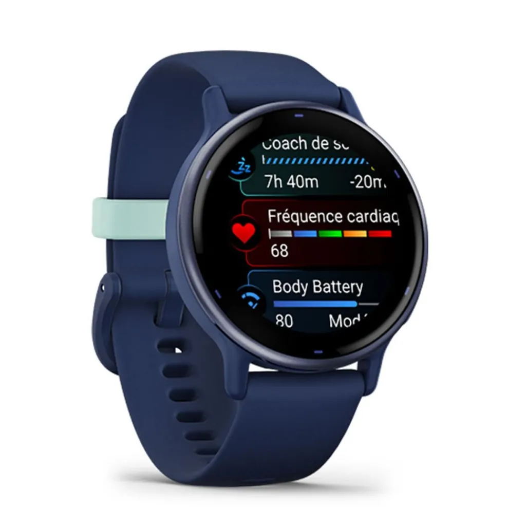 GARMIN Montre Connectée vivoactive 5 cadran bleu fond personnalisable bracelet silicone bleu Outlet