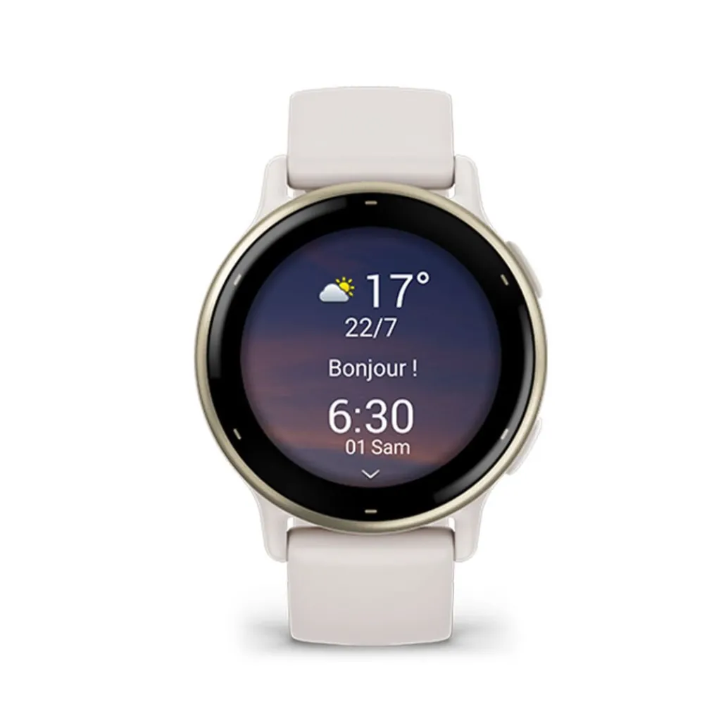 GARMIN Montre Connectée vivoactive 5 cadran ivoire fond personnalisable bracelet silicone ivoire Best