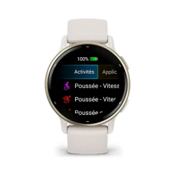 GARMIN Montre Connectée vivoactive 5 cadran ivoire fond personnalisable bracelet silicone ivoire Best