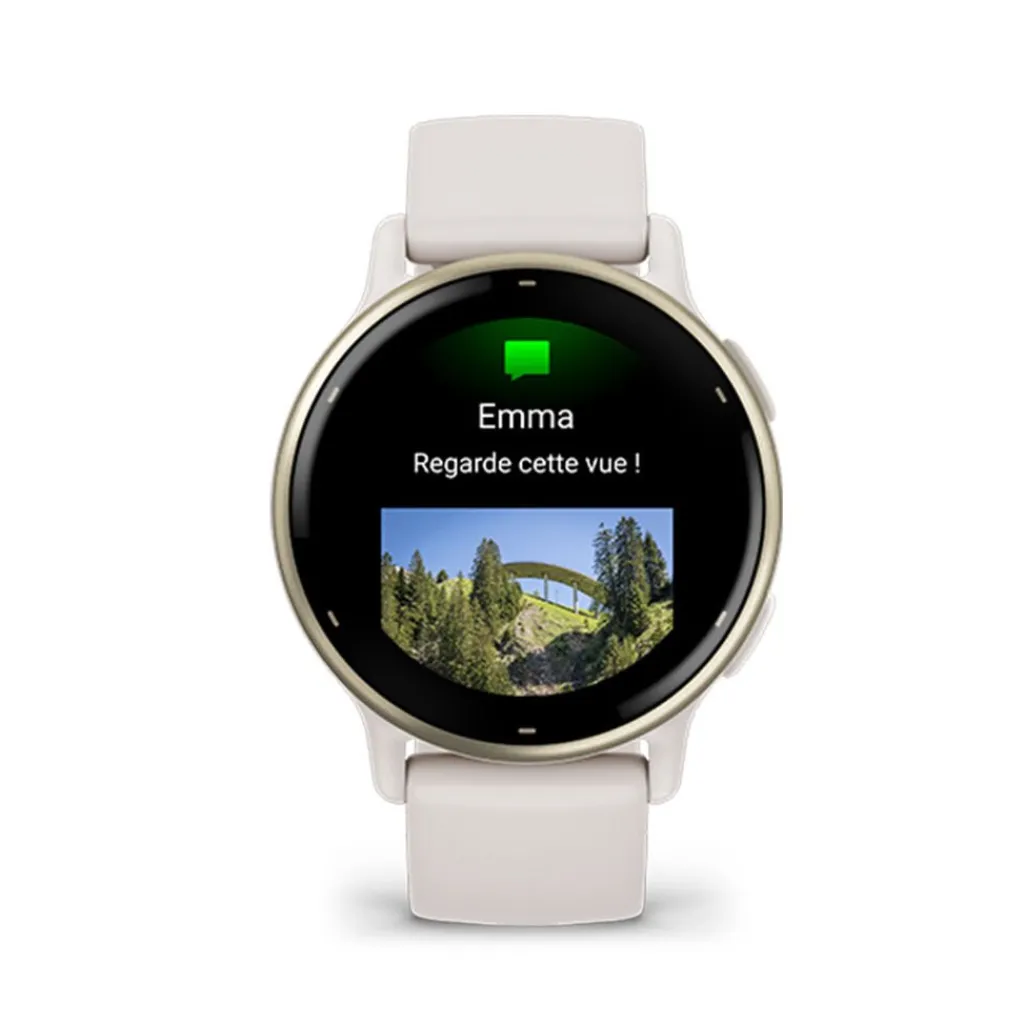 GARMIN Montre Connectée vivoactive 5 cadran ivoire fond personnalisable bracelet silicone ivoire Best