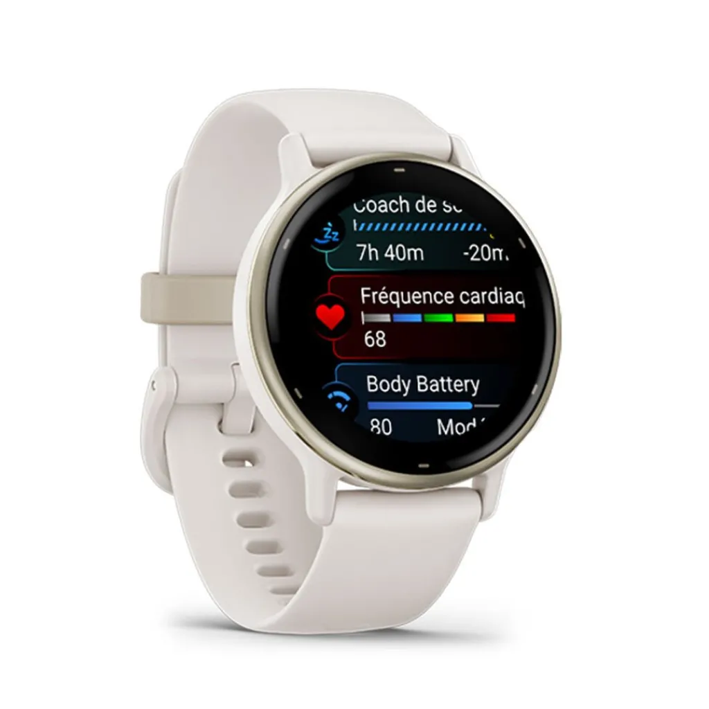 GARMIN Montre Connectée vivoactive 5 cadran ivoire fond personnalisable bracelet silicone ivoire Best