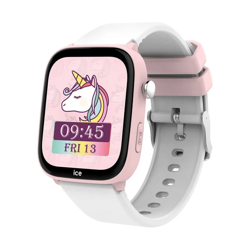 ICE WATCH Montre Connectée Smart Junior 3.0 Find My cadran rose bracelet silicone blanc Clearance