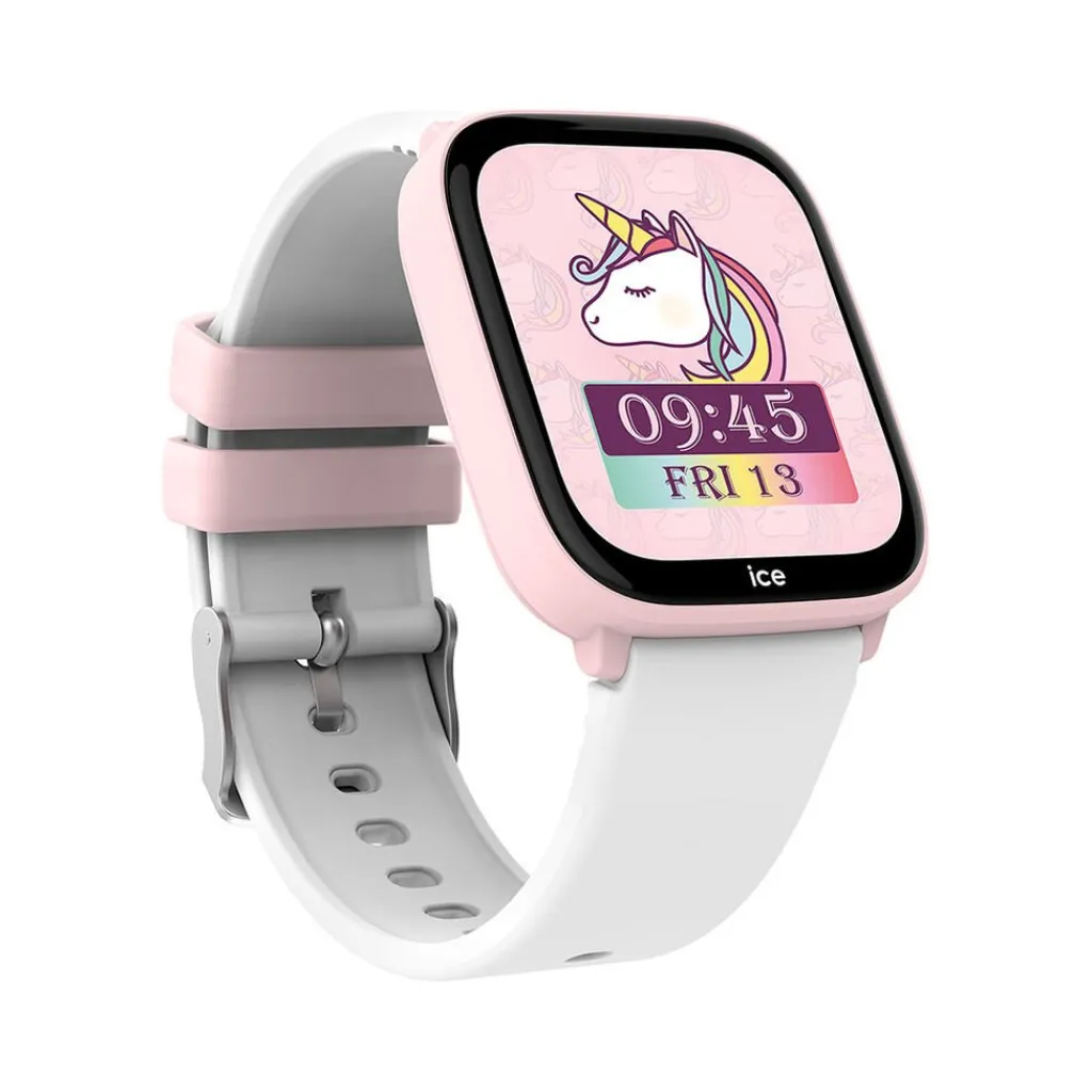 ICE WATCH Montre Connectée Smart Junior 3.0 Find My cadran rose bracelet silicone blanc Clearance