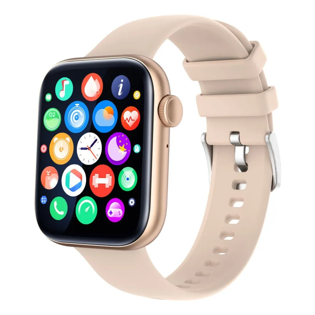 TEKDAY Montre Connectée cadran bicolore doré / rose bracelet silicone rose Best