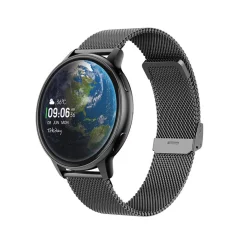 TEKDAY Montre Connectée cadran noir bracelet acier noir New