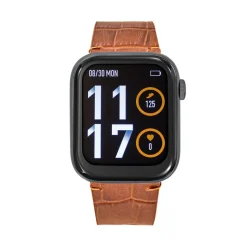 TEKDAY Montre Connectée cadran noir bracelet cuir de vache marron