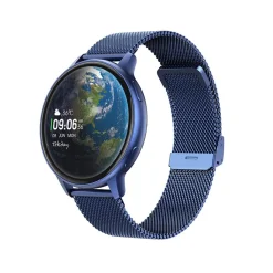 TEKDAY Montre Connectée cadran bleu bracelet acier bleu