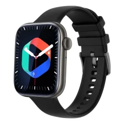 TEKDAY Montre Connectée cadran gris bracelet silicone noir