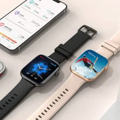 TEKDAY Montre Connectée cadran gris bracelet silicone noir