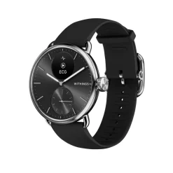 WITHINGS Montre Connectée Scanwatch 2 cadran argenté bracelet silicone noir Outlet