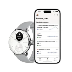 WITHINGS Montre Connectée Scanwatch 2 cadran argenté bracelet silicone gris Sale