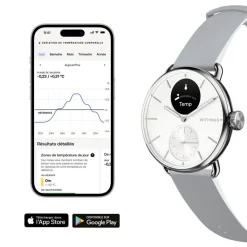 WITHINGS Montre Connectée Scanwatch 2 cadran argenté bracelet silicone gris Sale