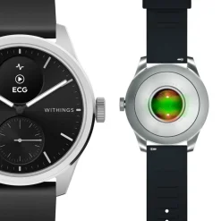 WITHINGS Montre Connectée Scanwatch 2 cadran argenté bracelet silicone noir Discount