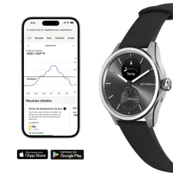 WITHINGS Montre Connectée Scanwatch 2 cadran argenté bracelet silicone noir Discount