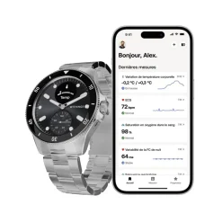 WITHINGS Montre Connectée Scanwatch Nova cadran argenté bracelet acier argenté Outlet