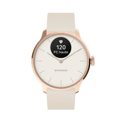 WITHINGS Montre Connectée Scanwatch Light cadran rose bracelet silicone cr&egrave;me Outlet