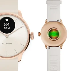 WITHINGS Montre Connectée Scanwatch Light cadran rose bracelet silicone cr&egrave;me Outlet