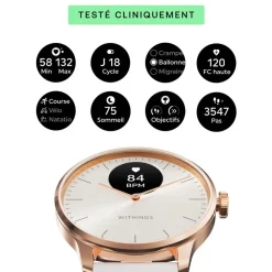 WITHINGS Montre Connectée Scanwatch Light cadran rose bracelet silicone cr&egrave;me Outlet