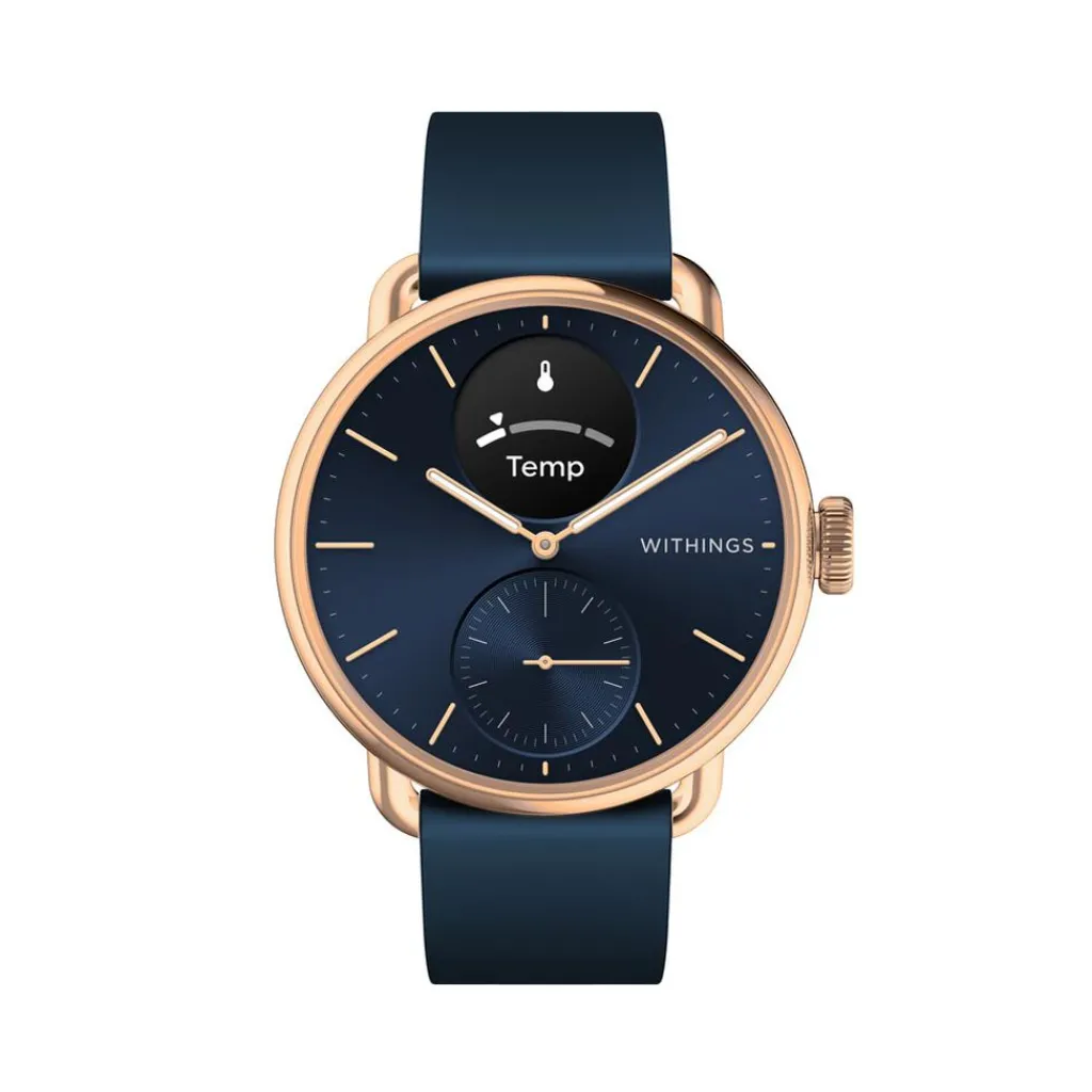 WITHINGS Montre Connectée Scanwatch 2 cadran rose bracelet silicone bleu New