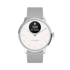 WITHINGS Montre Connectée Scanwatch Light cadran argenté bracelet silicone gris Discount