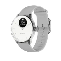 WITHINGS Montre Connectée Scanwatch Light cadran argenté bracelet silicone gris Discount
