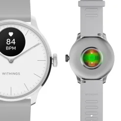 WITHINGS Montre Connectée Scanwatch Light cadran argenté bracelet silicone gris Discount