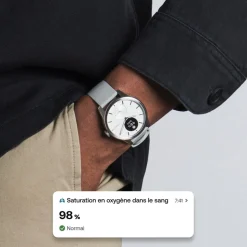 WITHINGS Montre Connectée Scanwatch Light cadran argenté bracelet silicone gris Discount