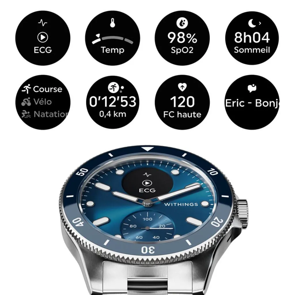 WITHINGS Montre Connectée Scanwatch Nova cadran argenté bracelet acier argenté Online