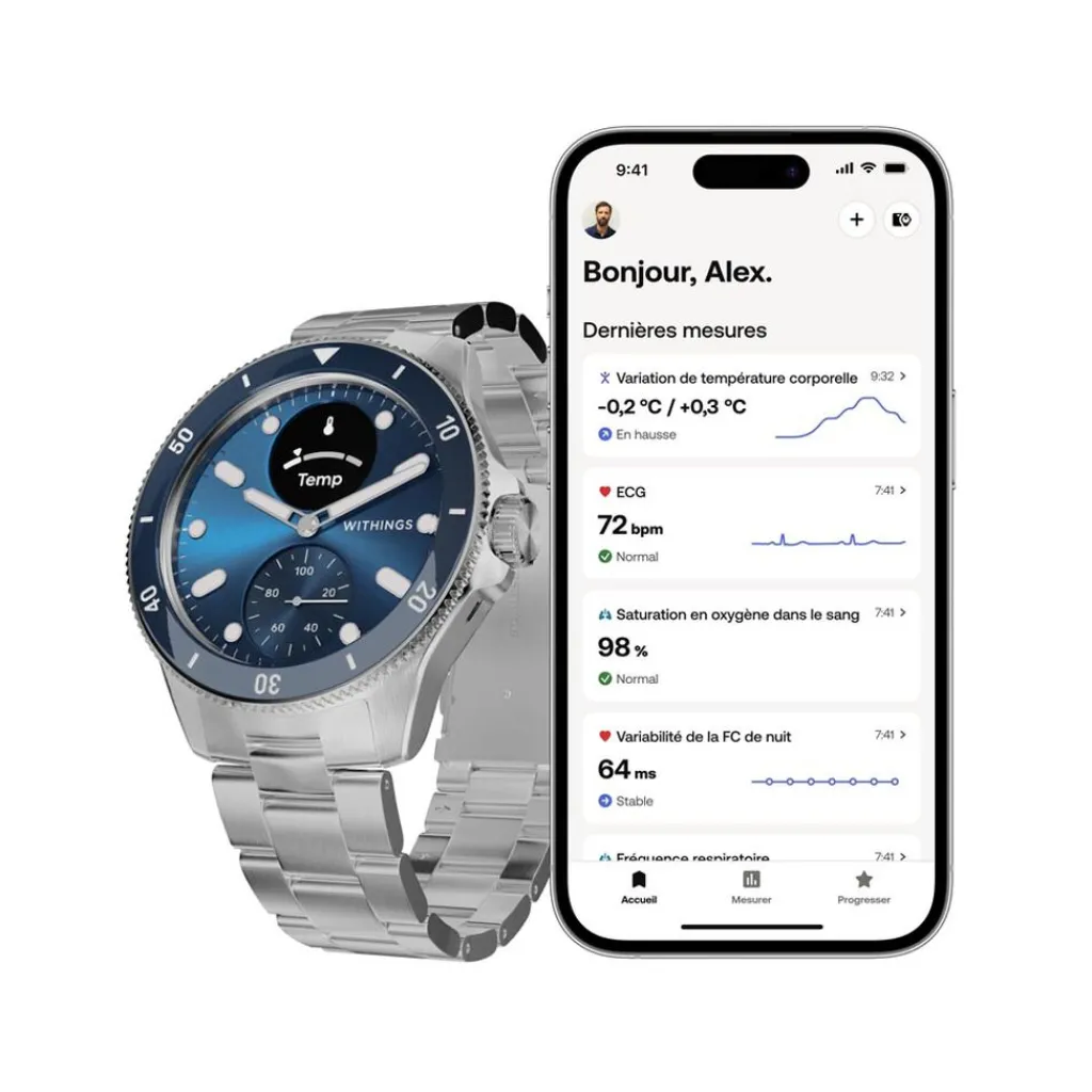 WITHINGS Montre Connectée Scanwatch Nova cadran argenté bracelet acier argenté Online