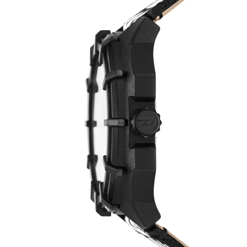 DIESEL Montre Framed Noir cadran noir fond noir bracelet cuir de vache noir Hot