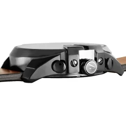 DIESEL Montre Mega Chief Noir cadran noir fond noir bracelet cuir marron Outlet