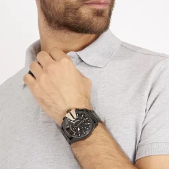 DIESEL Montre Mega Chief Noir cadran noir fond noir bracelet acier noir Best