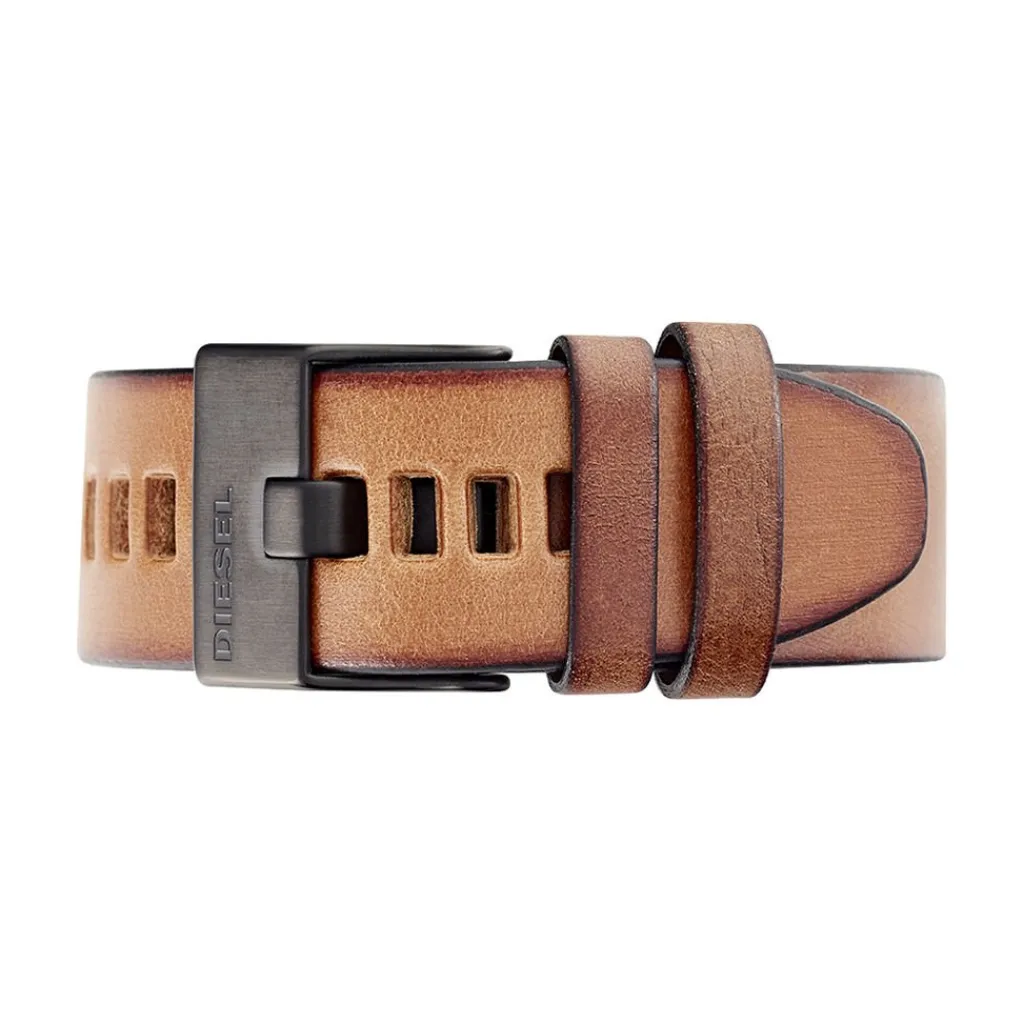 DIESEL Montre Nsbb Gris cadran noir fond gris bracelet cuir marron Online