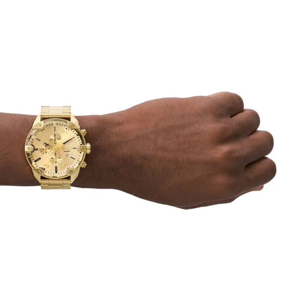 DIESEL Montre Spiked Doré cadran doré fond doré bracelet acier doré Clearance