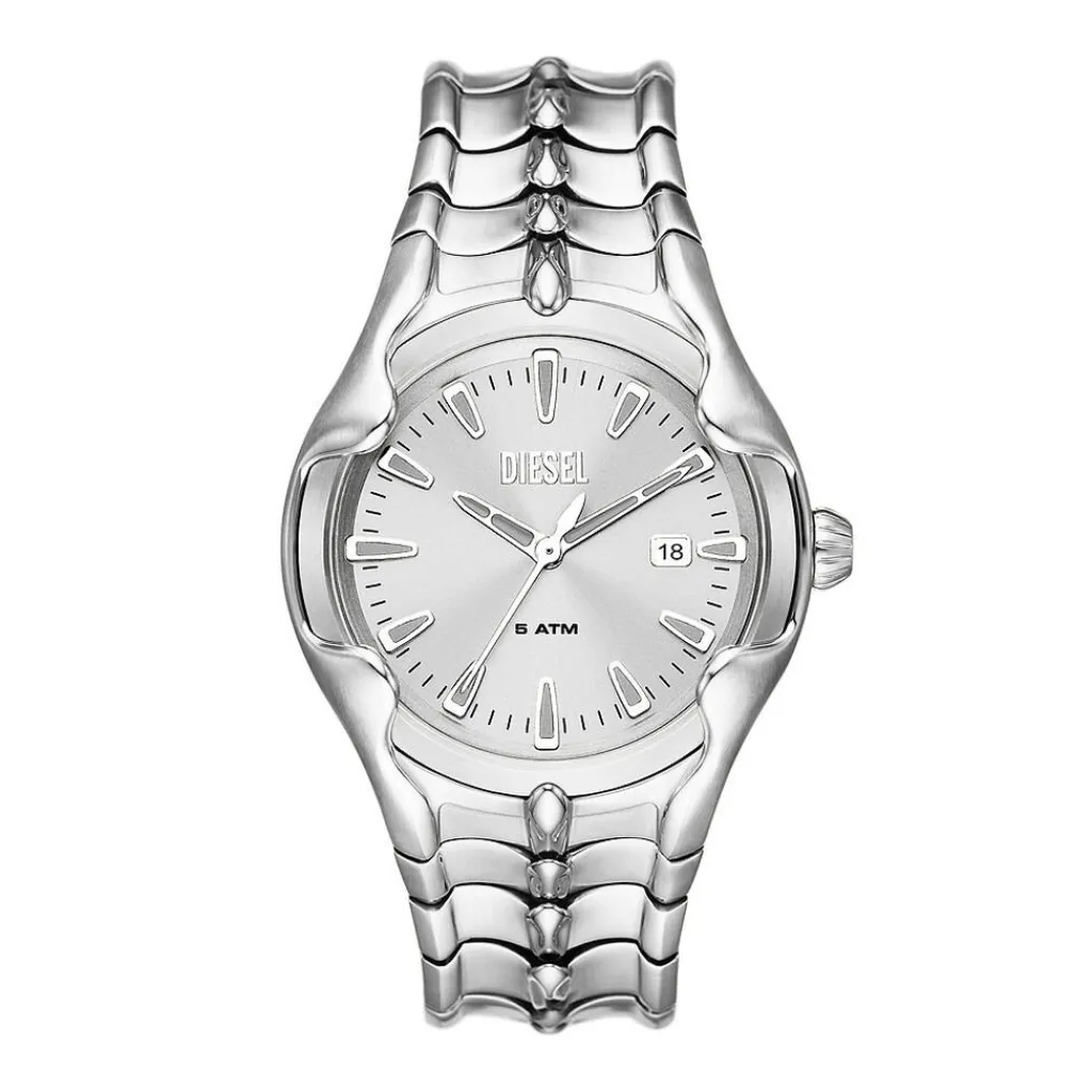 DIESEL Montre Vert Argenté cadran argenté fond argenté bracelet acier argenté Discount