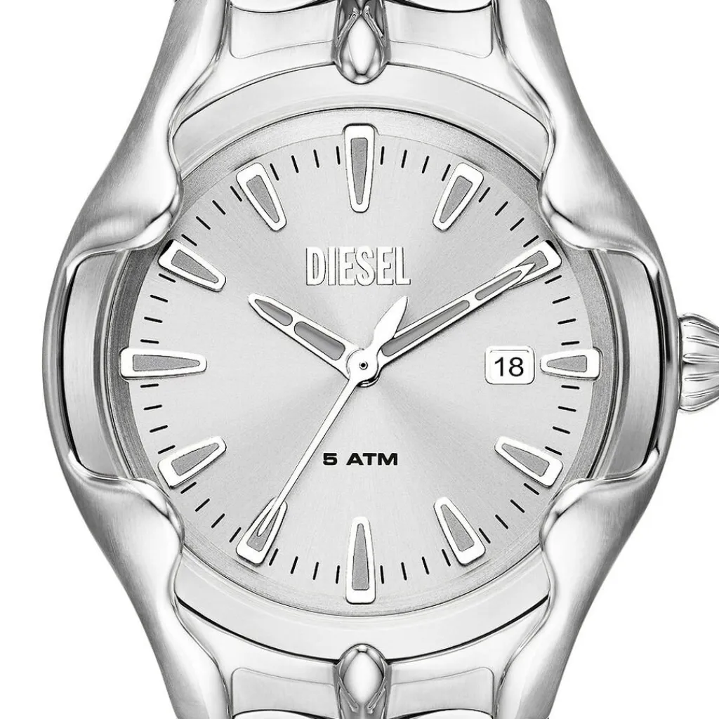 DIESEL Montre Vert Argenté cadran argenté fond argenté bracelet acier argenté Discount