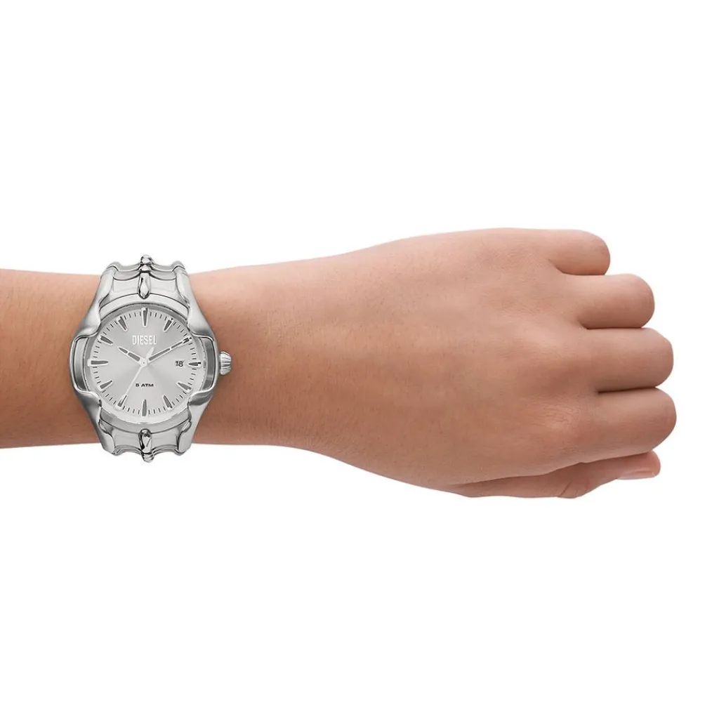 DIESEL Montre Vert Argenté cadran argenté fond argenté bracelet acier argenté Discount