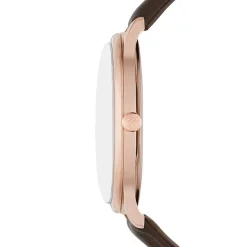 EMPORIO ARMANI Montre Blanc cadran rose fond blanc bracelet cuir marron Best